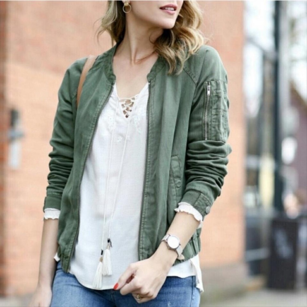Sanctuary Linen Cargo Bomber Jacket - image 1